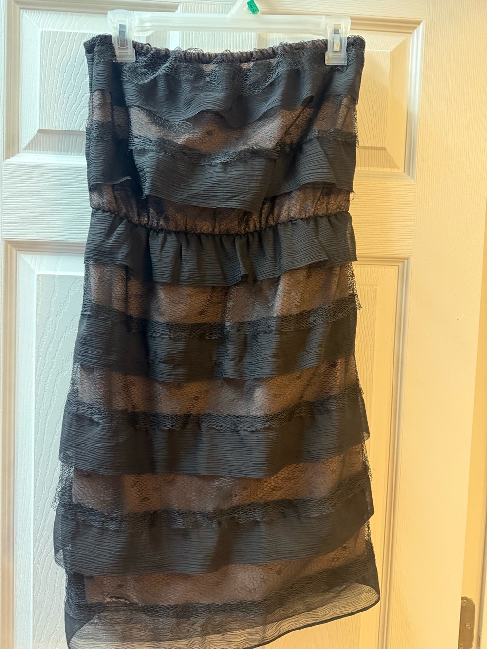 Strapless Black and Brown Layered Ruffle Dress